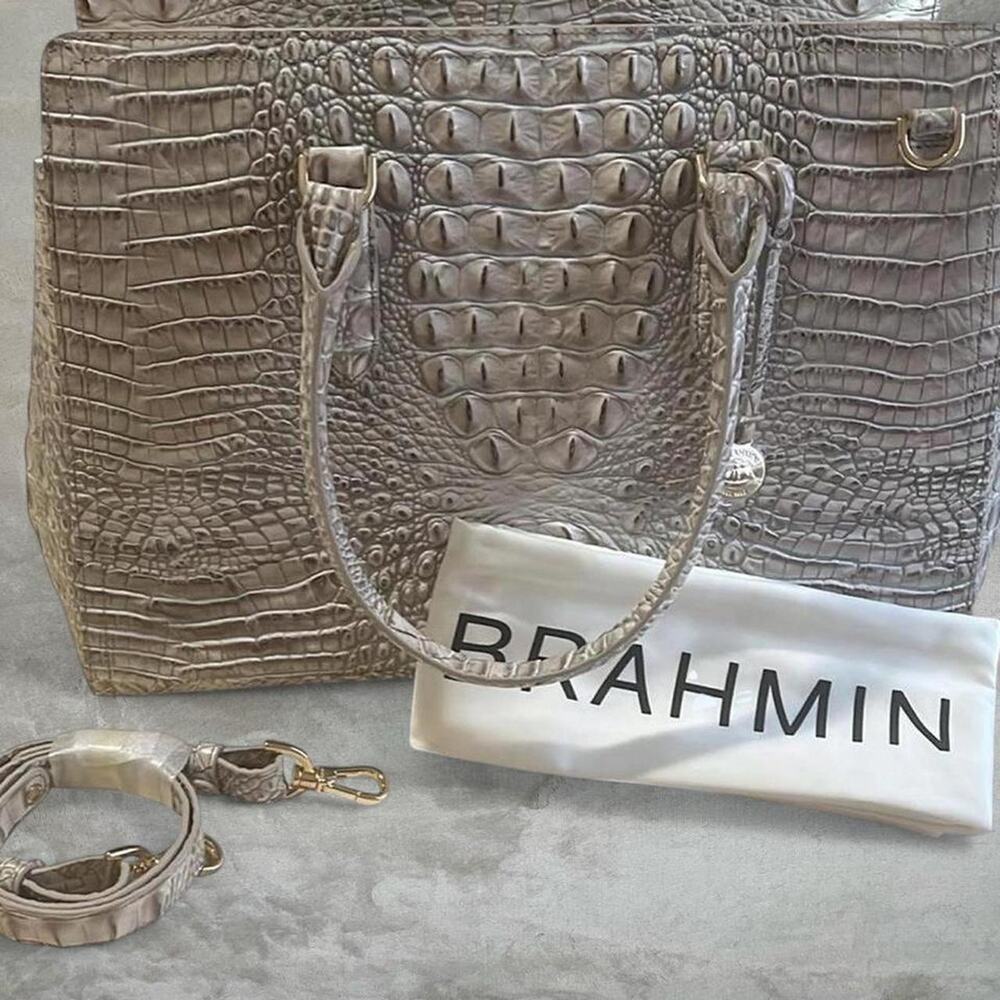 NWT Brahmin Gray Crocodile Skin Texture Bag